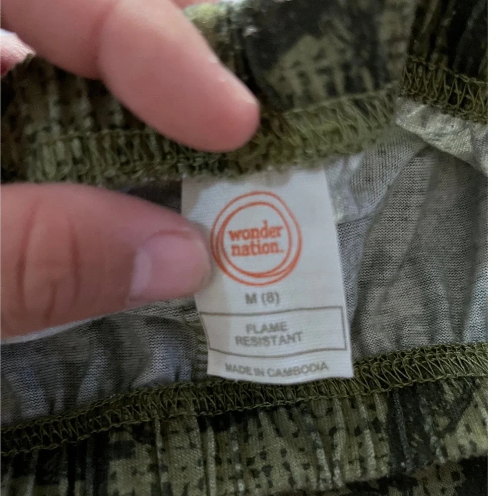 Wonder Nation Kids Boys Green Camo Dinosaur Pajama Sleep‎ Shorts Size M 8